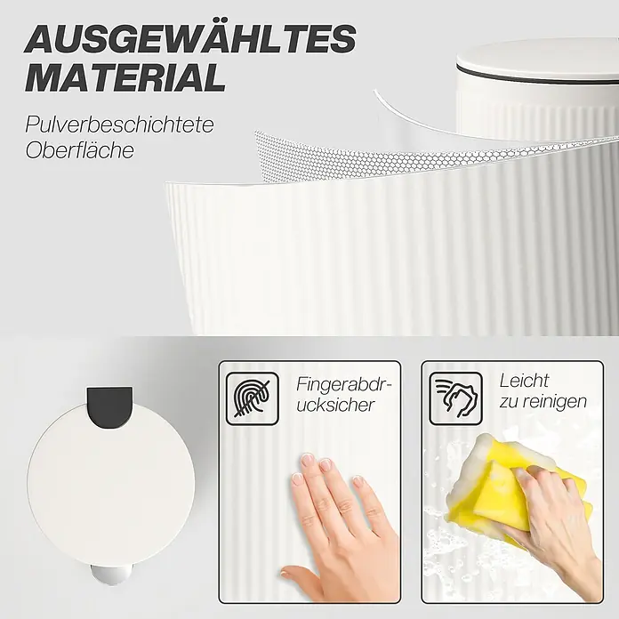 Homcom Treteimer mit Softclose-Deckel - 30 l, Metall, Cremeweiß
