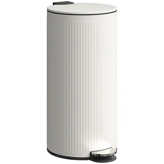 Homcom Treteimer mit Softclose-Deckel - 30 l, Metall, Cremeweiß