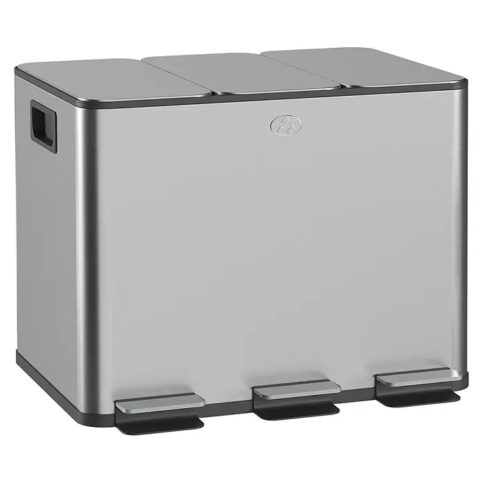 Homcom Mülltrennsystem mit Deodorant-Deckel - 60 l, Edelstahl, Silber
