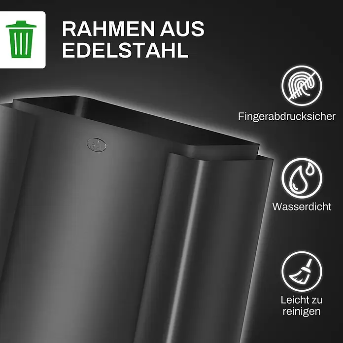 Homcom Mülltrennsystem mit Deodorant-Deckel - 45 l, Edelstahl, Schwarz