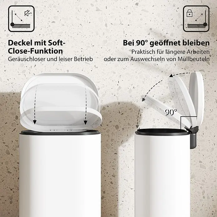 Homcom Treteimer Treteimer mit Softclose-Deckel - 12 l, Metall, Weiß