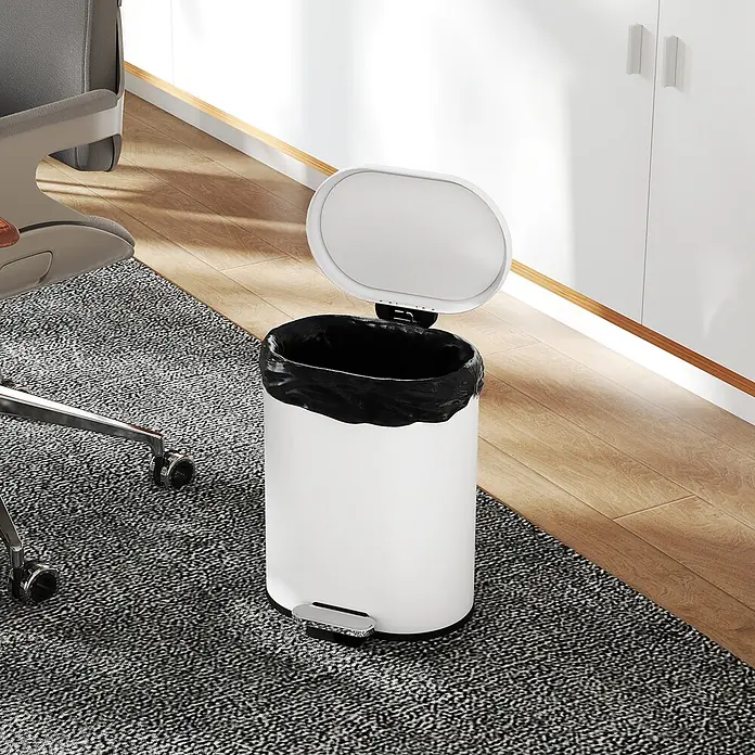 Homcom Treteimer Treteimer mit Softclose-Deckel - 12 l, Metall, Weiß
