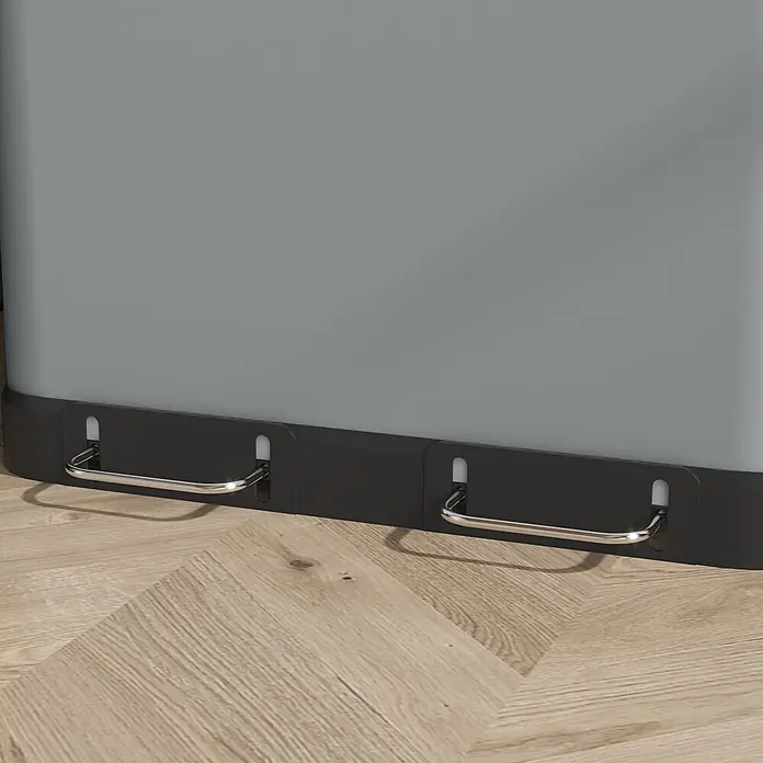 Homcom Mülltrennsystem Doppelfach-Mülleimer - 60 l, Metall, Grau