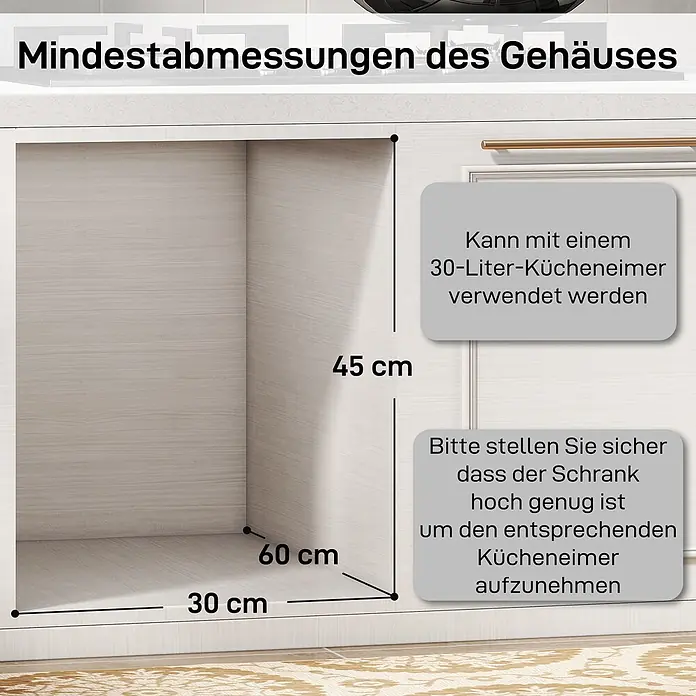 Homcom Einbaumülleimer - 30 l, Kunststoff, Grau