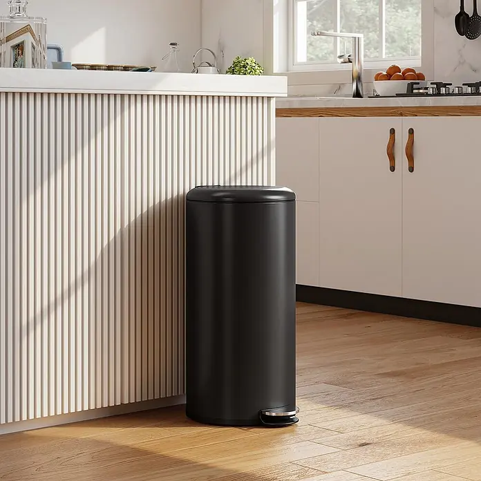 Homcom Treteimer 1-teilig - 30 l, Metall, Schwarz