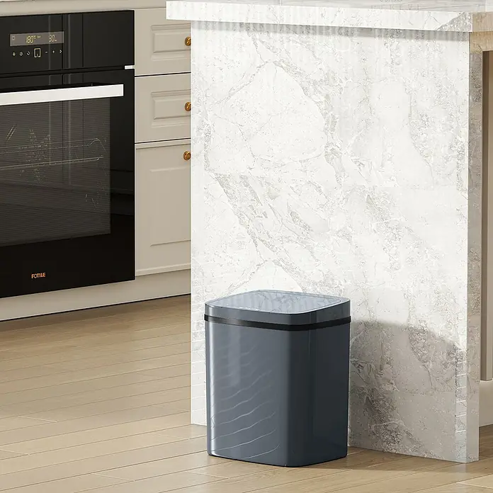 Homcom Sensormülleimer mit zwei Öffnungsmodi - 15 l, Kunststoff, Grau