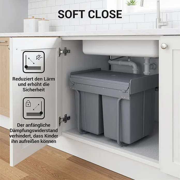 Homcom Einbaumülleimer Schienensystem - 40 l, Kunststoff, Grau