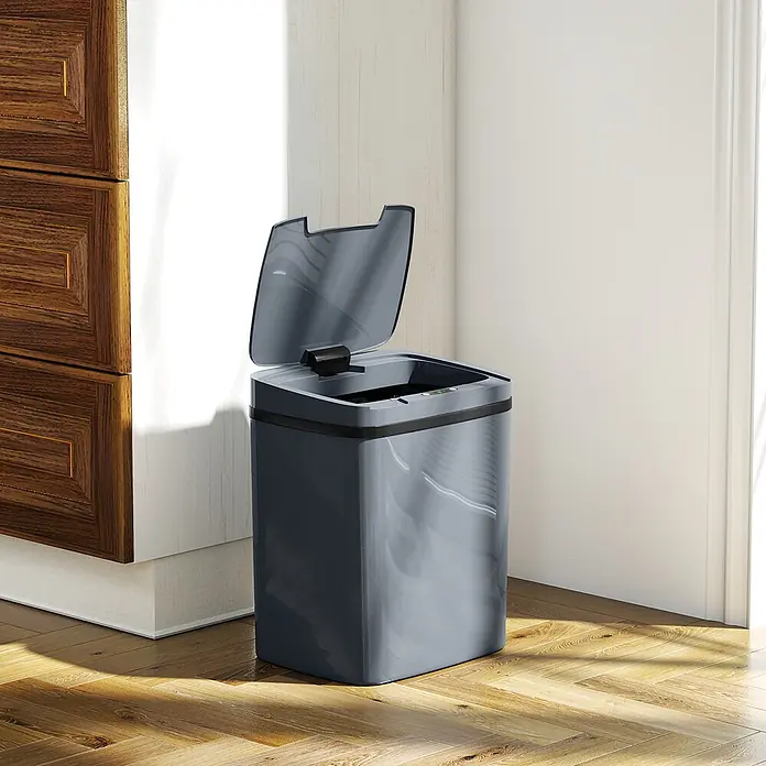 Homcom Sensormülleimer mit zwei Öffnungsmodi - 15 l, Kunststoff, Grau