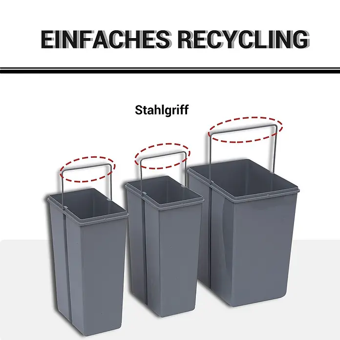 Homcom Einbaumülleimer Schienensystem - 40 l, Kunststoff, Grau