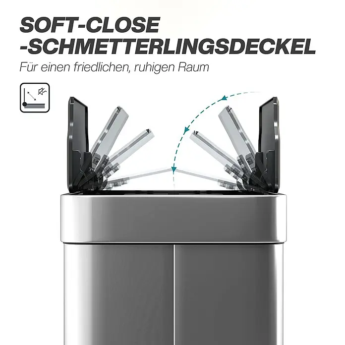 Homcom Sensormülleimer Sensor-Mülleimer - 55 l, Edelstahl, Silber