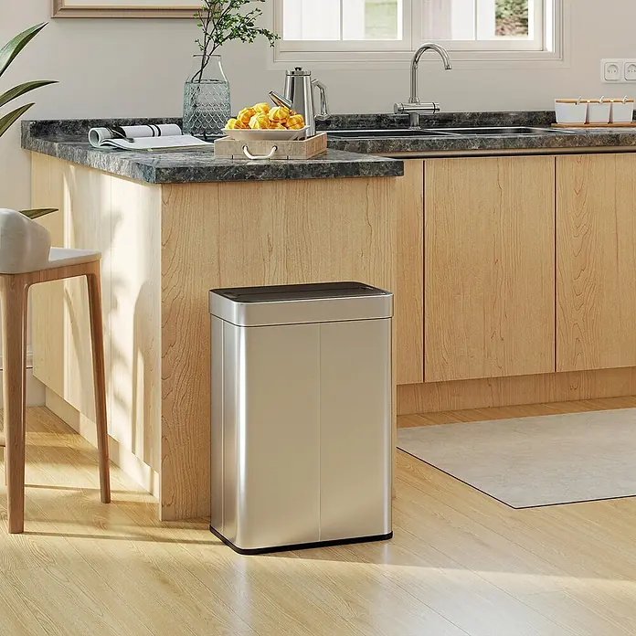 Homcom Sensormülleimer Sensor-Mülleimer - 55 l, Edelstahl, Silber