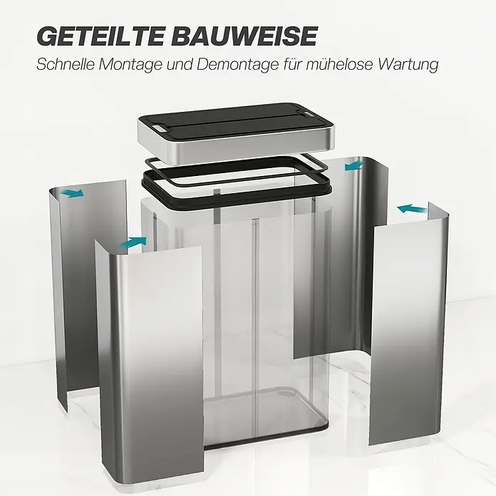 Homcom Sensormülleimer Sensor-Mülleimer - 55 l, Edelstahl, Silber