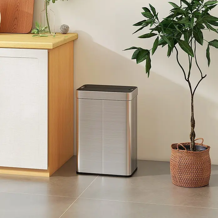 Homcom Sensormülleimer Sensor-Mülleimer - 55 l, Edelstahl, Silber