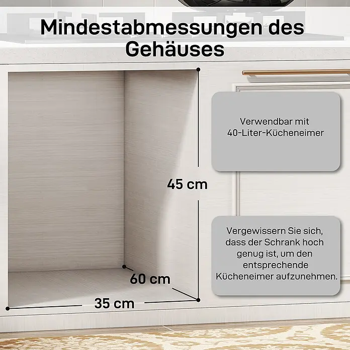Homcom Einbaumülleimer ausziehbarer Mülleimer - 40 l, Kunststoff, Grau
