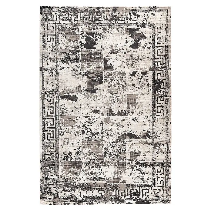 Kayoom Kurzflorteppich Olivo 921 - Grau, 150 x 80 cm, 100 % Polyester - Draufsicht
