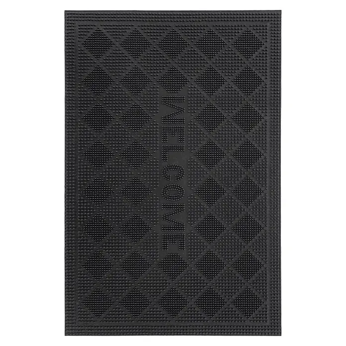 Fußmatte Elegant Entry 325 - 75 x 45 cm, Schwarz, Material Nutzschicht: 100 % Gummi - Schwarze Gummifußmatte mit strukturierter Oberfläche und "WELCOME"-Prägung.