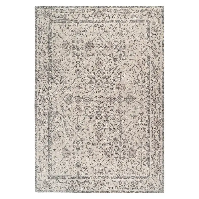Kayoom Flachgewebeteppich Perry 125 - Creme, 170 x 120 cm, 75 % Baumwolle, 25 % Polyester - Draufsicht