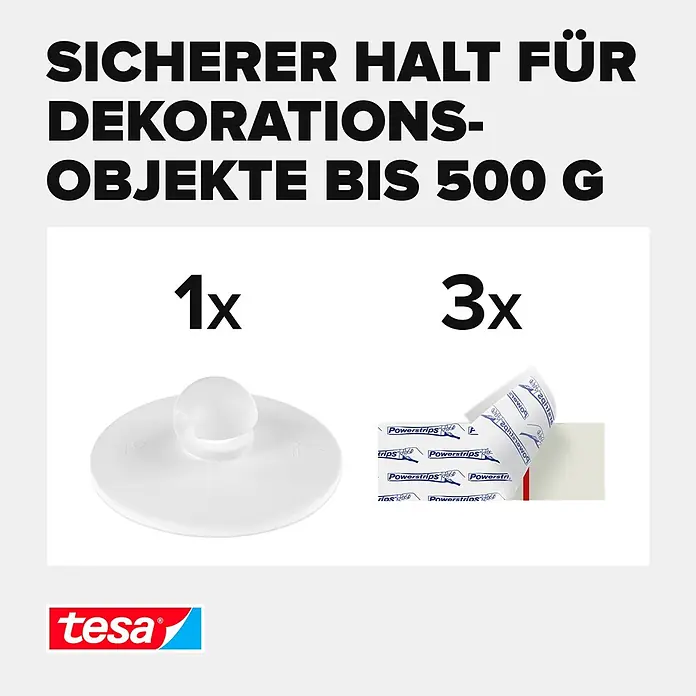 Tesa Deckenhaken - Belastbarkeit: 500 g, Weiß - Informationsansicht