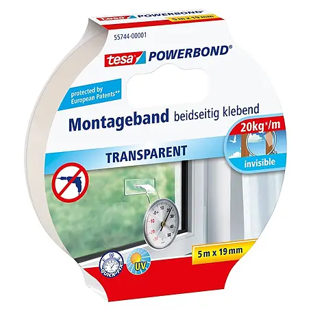 Tesa Powerbond Montageband Transparent