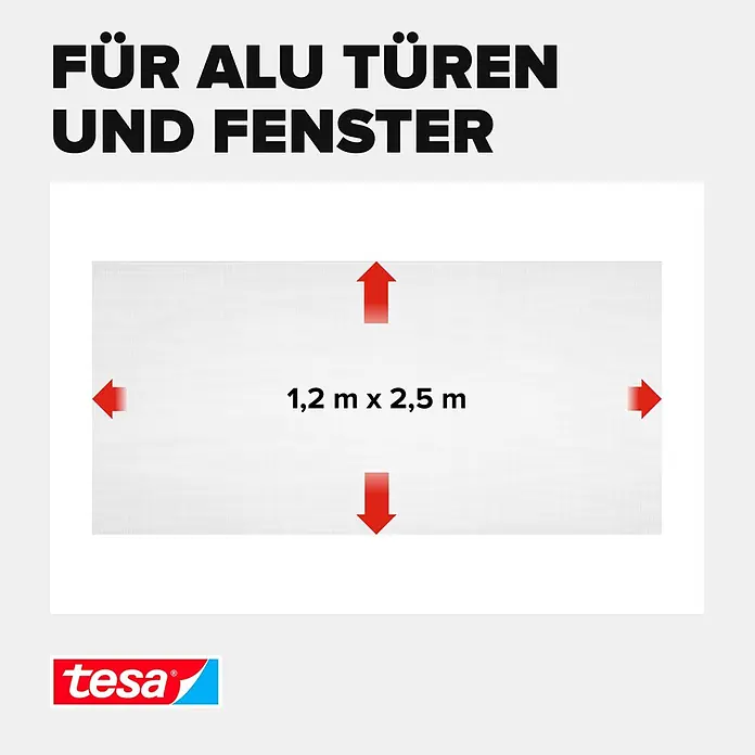Tesa Insect Stop Insektenschutzgitter Ersatzrolle - B x H: 1,2 x 2,5 m - Weißes tesa Fliegengittergewebe, 1,2 m x 2,5 m, für Alu-Türen und Fenster.
