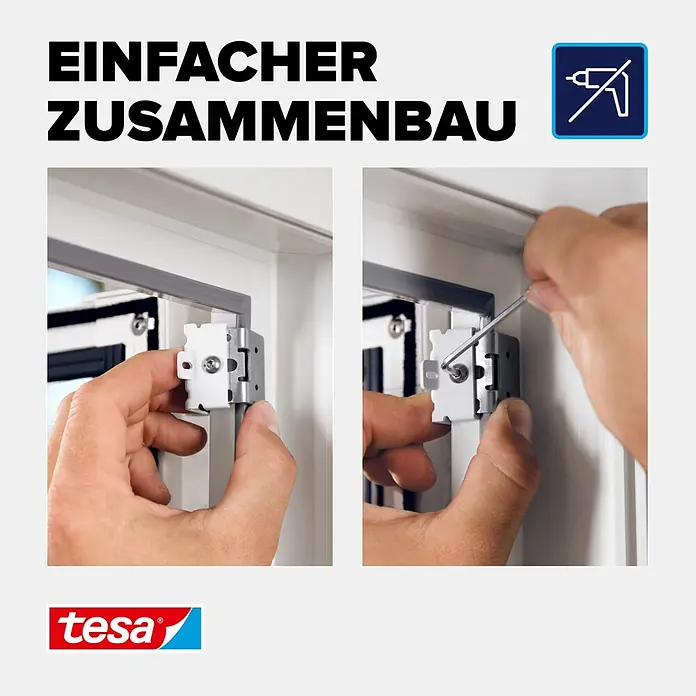 Tesa Insect Stop Adapter-Set - Anthrazit, Passend für: alle tesa Aluminiumrahmen Türen, Klemmen - Informationsansicht