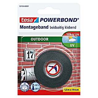 Tesa Powerbond Montageband Outdoor (L x B: 1,5 m x 19 mm, Wasserbeständig)