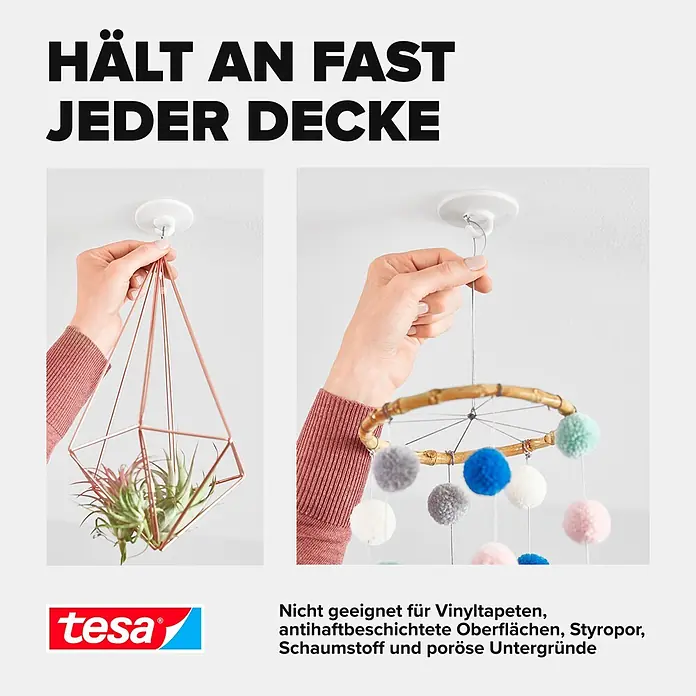 Tesa Deckenhaken - Belastbarkeit: 500 g, Weiß - Informationsansicht