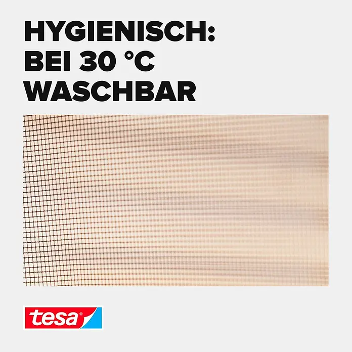 Tesa Insect Stop Insektenschutzgitter Premium - B x H: 120 x 250 cm, Anthrazit, Montage Insektengitter: Ankletten - Feinmaschiges, schwarzes Insektenschutzgewebe, bei 30 °C waschbar.