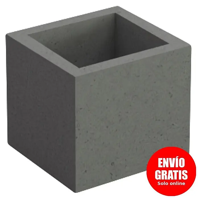 Sotnas Ampliación chimenea para barbacoas - Hormigón ligero ignífugo, L x An x Al: 30 x 30 x 30 cm, Gris - Bloque cuadrado hueco de hormigón gris, apto como maceta o elemento decorativo.