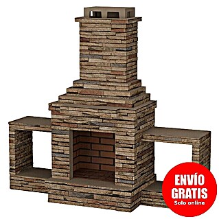 Sotnas Chimenea de exterior Sao Paulo (Castaño, An x Pr x Al: 210 x 70 x 195 cm, Cemento de aluminato de calcio)