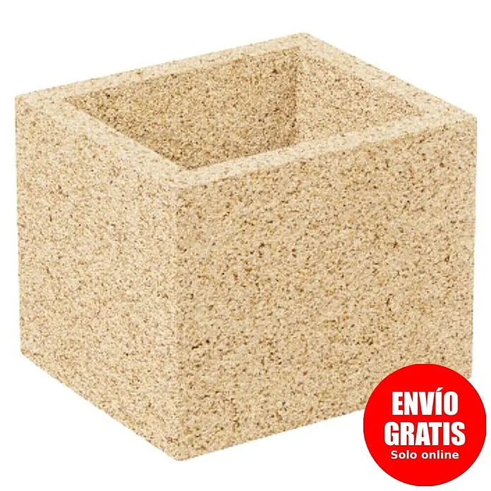 Sotnas Ampliación chimenea para barbacoas - Hormigón ligero ignífugo, L x An x Al: 30 x 30 x 30 cm, Crema - Bloque cuadrado hueco de hormigón granular marrón claro, apto para jardinería o construcción.