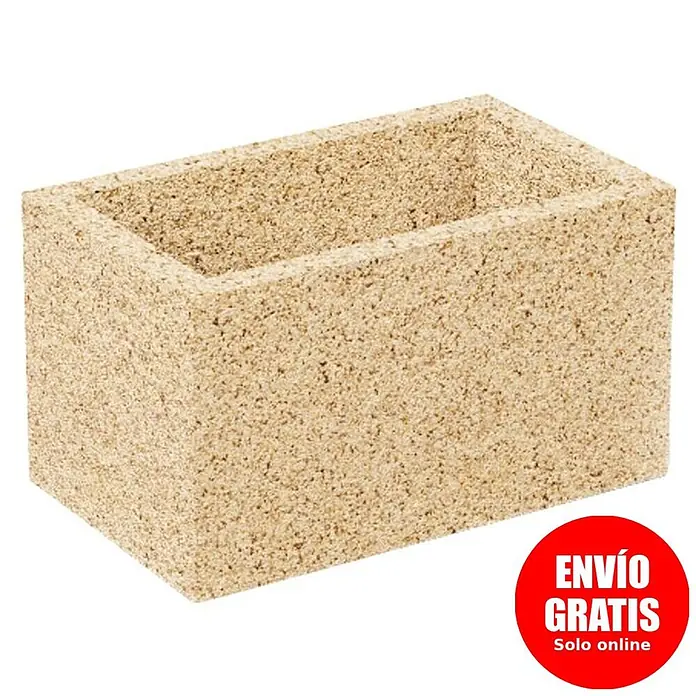 Sotnas Ampliación chimenea para barbacoas - Hormigón ligero ignífugo, L x An x Al: 32 x 50 x 32 cm, Crema - Bloque hueco color arena con textura granulosa, ideal para construcción o jardinería.