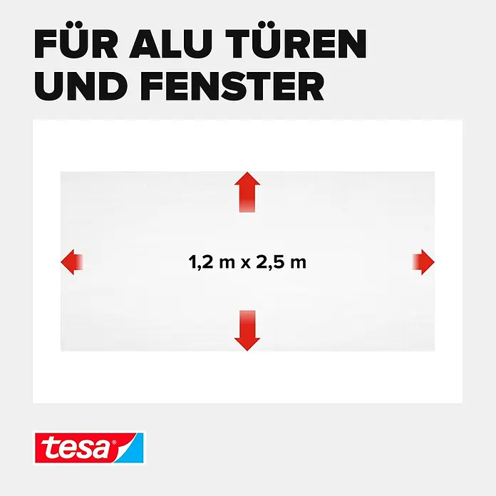 Tesa Insect Stop Fiberglasrolle Ersatzrolle - B x H: 1,2 x 2,5 m, Weiß - Informationsansicht