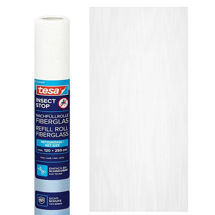 Tesa Insect Stop Fiberglasrolle Ersatzrolle - B x H: 1,2 x 2,5 m, Weiß - Vorderansicht