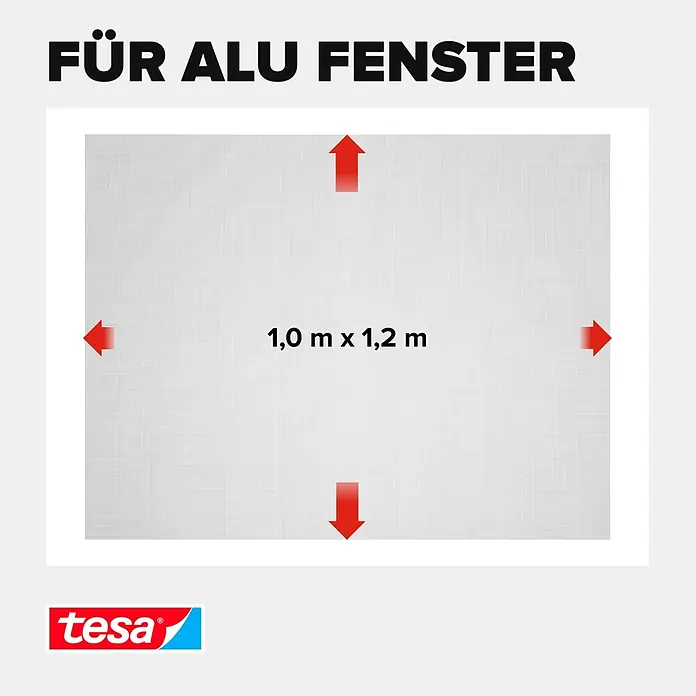 Tesa Insect Stop Insektenschutzgitter Ersatzrolle - B x H: 1 x 1,2 m - Weißes Insektenschutzgitter für Alufenster, 1,0 m x 1,2 m.