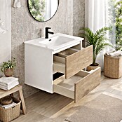 Mueble de lavabo Wood (An x Pr x Al: 60 x 45 x 64 cm, Blanco y nature, Número de cajones: 2 ud.) | BAUHAUS