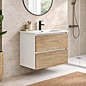 Mueble de lavabo Wood (An x Pr x Al: 60 x 45 x 64 cm, Blanco y nature, Número de cajones: 2 ud.) | BAUHAUS