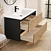 Mueble de lavabo Wood (An x Pr x Al: 80 x 45 x 64 cm, Negro y nature, Número de cajones: 2 ud.) | BAUHAUS