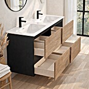 Mueble de lavabo Wood (An x Pr x Al: 120 x 45 x 64 cm, Negro y nature, Número de cajones: 4 ud.) | BAUHAUS