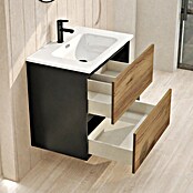 Mueble de lavabo Wood (An x Pr x Al: 60 x 45 x 64 cm, Negro y teka, Número de cajones: 2 ud.) | BAUHAUS