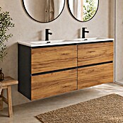 Mueble de lavabo Wood (An x Pr x Al: 120 x 45 x 64 cm, Negro y teka, Número de cajones: 4 ud.) | BAUHAUS