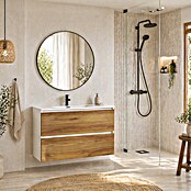 Mueble de lavabo Wood (An x Pr x Al: 80 x 45 x 64 cm, Blanco y teka, Número de cajones: 2 ud.) | BAUHAUS