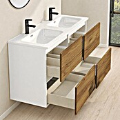 Mueble de lavabo Wood (An x Pr x Al: 120 x 45 x 64 cm, Blanco y teka, Número de cajones: 4 ud.) | BAUHAUS