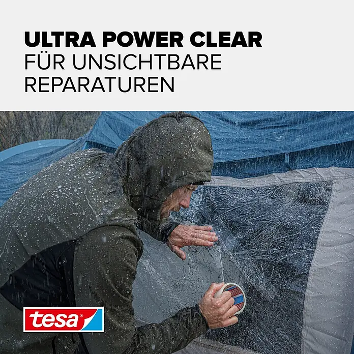 Tesa Ultra Power Reparaturklebeband Clear - Transparent, 10 m x 50 mm - Informationsansicht