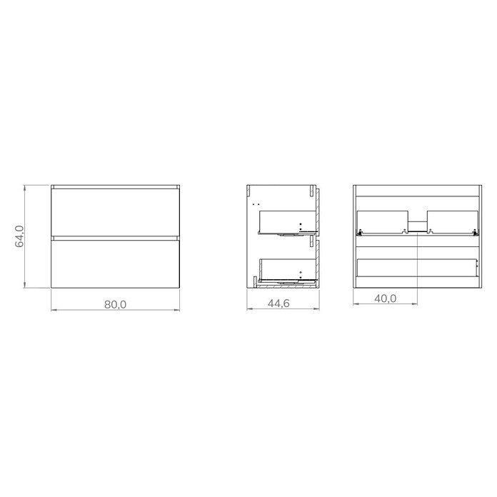 Mueble de lavabo Wood (An x Pr x Al: 80 x 45 x 64 cm, Negro y teka, Número de cajones: 2 ud.) | BAUHAUS