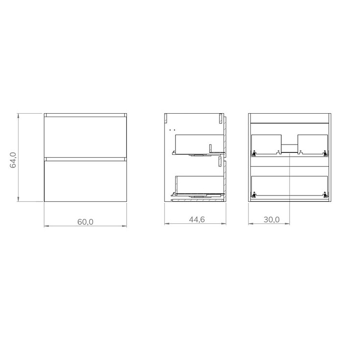 Mueble de lavabo Wood (An x Pr x Al: 60 x 45 x 64 cm, Blanco y nature, Número de cajones: 2 ud.) | BAUHAUS