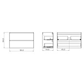 Mueble de lavabo Wood (An x Pr x Al: 90 x 45 x 64 cm, Negro y nature, Número de cajones: 2 ud.) | BAUHAUS