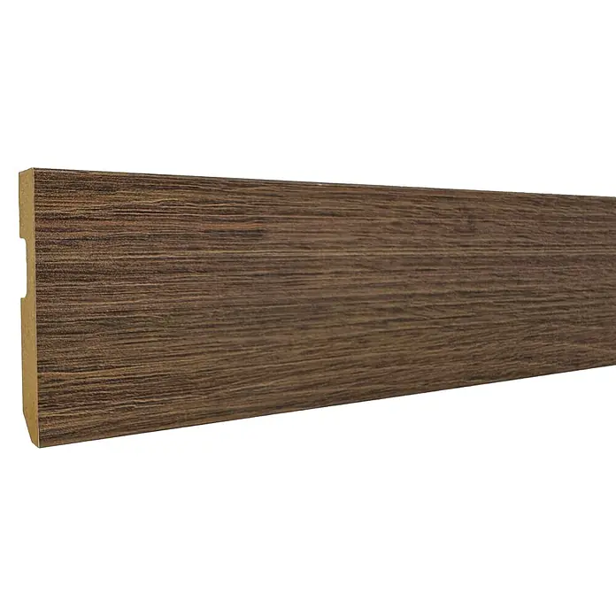 Bariperfil Rodapié Roble Capri - 225 cm x 14 mm x 80 mm, MDF, Roble Capri - Rodapié marrón veteado de madera con borde perfilado para acabados de suelo.