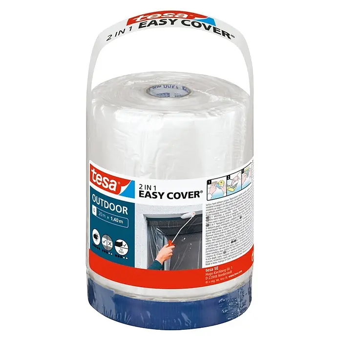 Tesa Abdeckfolie Easy Cover Outdoor - L x B: 20 m x 140 cm - Vorderansicht