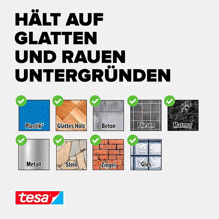 Tesa Ultra Power Klettpad Lock Tape - L x B: 1 m x 25 mm, Schwarz - Tesa Produkt: Haftet auf glatten und rauen Oberflächen wie Kunststoff, Holz, Beton, Fliesen, Marmor, Metall, Stein, Ziegel und Glas.